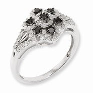 Sterling Silver Black & White Diamond Ring