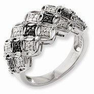 Sterling Silver Black & White Diamond Ring