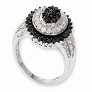 Sterling Silver Black & White Diamond Ring