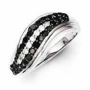 Sterling Silver Black & White Diamond Ring