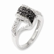 Sterling Silver Black & White Diamond Ring