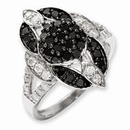 Sterling Silver Black & White Diamond Ring