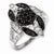 Sterling Silver Black & White Diamond Ring