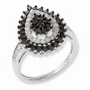 Sterling Silver Black & White Diamond Ring