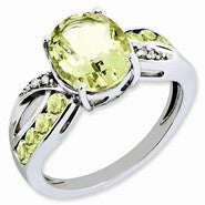 Sterling Silver Diamond & Lemon Quartz Ring