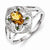 Sterling Silver Green & White Diamond & Citrine Ring