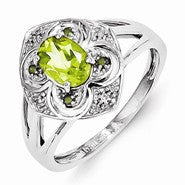 Sterling Silver Diamond & Peridot Ring
