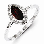 Sterling Silver Diamond & Garnet Ring