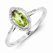 Sterling Silver Diamond & Peridot Ring