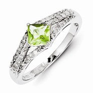 Sterling Silver Diamond & Peridot Ring