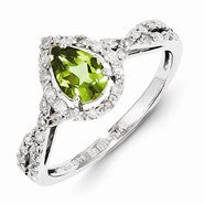 Sterling Silver Diamond & Peridot Ring