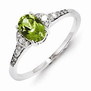 Sterling Silver Diamond & Peridot Ring