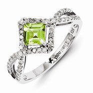 Sterling Silver Diamond & Peridot Ring