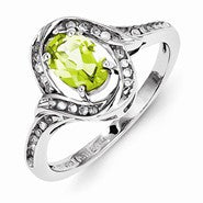 Sterling Silver Diamond & Peridot Ring
