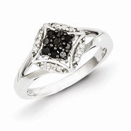 Sterling Silver Black & White Diamond Ring
