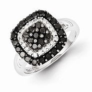 Sterling Silver Black & White Diamond Ring