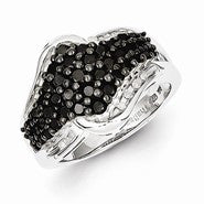 Sterling Silver Black & White Diamond Ring