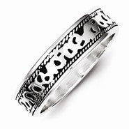 Sterling Silver Fancy Antiqued Wedding Band