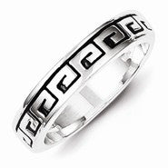 Sterling Silver Greek Key Antiqued Wedding Band