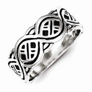 Sterling Silver Fancy Antiqued Wedding Band