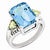 Sterling Silver Blue Topaz, Lemon Quartz & Diamond Ring