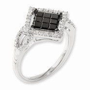 Sterling Silver Black & White Diamond Ring
