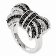 Sterling Silver Black & White Diamond Ring