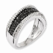 Sterling Silver Black and White Diamond Ring