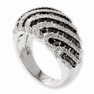 Sterling Silver Black and White Diamond Ring