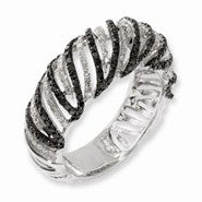 Sterling Silver Black and White Diamond Ring