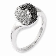 Sterling Silver Black and White Diamond Ring