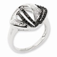 Sterling Silver Black and White Diamond Ring