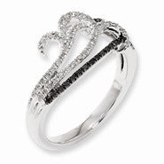 Sterling Silver Black and White Diamond Ring