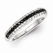 Sterling Silver Black and White Diamond Ring