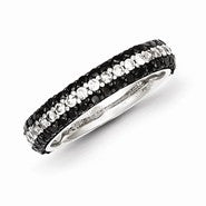 Sterling Silver Black and White Diamond Ring