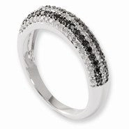 Sterling Silver Black and White Diamond Ring