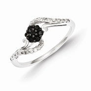Sterling Silver Black & White Diamond Ring