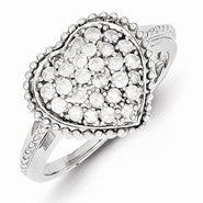 Sterling Silver Diamond Heart Ring