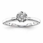 Sterling Silvadium Diamond Engagement Ring