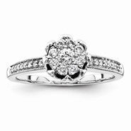 Sterling Silvadium Diamond Engagement Ring