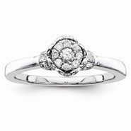 Sterling Silvadium Diamond Engagement Ring
