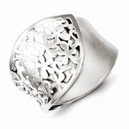 Sterling Silver Polished and Brushed Flower Design Ring