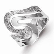 Sterling Silver Polished and Textured Swirl Ring