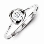 Sterling Silver w/Rhodium Plated CZ Heart Ring