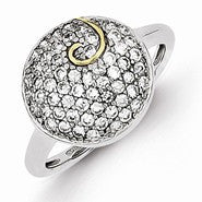 Sterling Silver & Gold Plating CZ Circle Swirl Ring