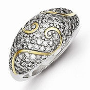 Sterling Silver & Gold Plating CZ Swirl Ring