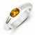 Sterling Silver Yellow Oval CZ Half Bezel Ring