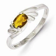 Sterling Silver Yellow Oval CZ Ring