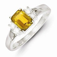 Sterling Silver Yellow & White CZ Ring