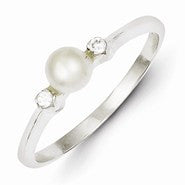 Sterling Silver CZ Pearl Ring